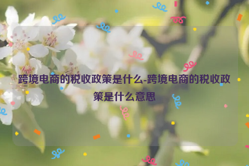 跨境电商的税收政策是什么-跨境电商的税收政策是什么意思