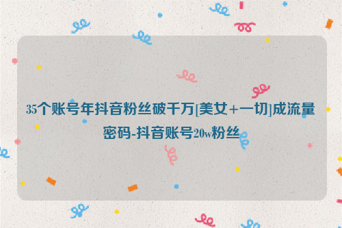 35个账号年抖音粉丝破千万[美女+一切]成流量密码-抖音账号20w粉丝