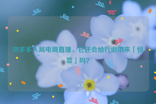 拼多多入局电商直播，它还会给行业带来「惊喜」吗？