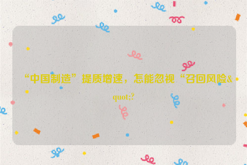 “中国制造”提质增速，怎能忽视“召回风险"?