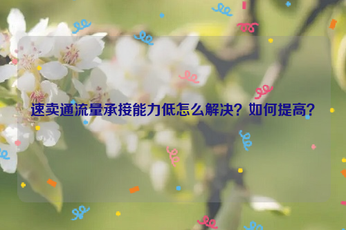 速卖通流量承接能力低怎么解决？如何提高？