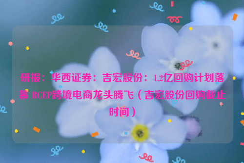 研报：华西证券：吉宏股份：1.2亿回购计划落幕 RCEP跨境电商龙头腾飞（吉宏股份回购截止时间）