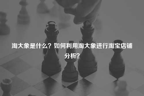 淘大象是什么?如何利用淘大象进行淘宝店铺分析?