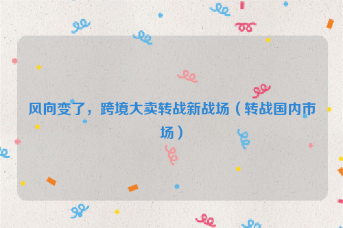 风向变了,跨境大卖转战新战场(转战国内市场)