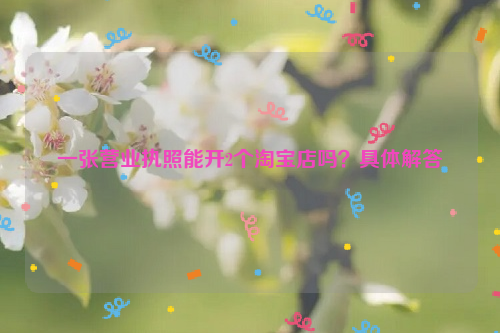 一张营业执照能开2个淘宝店吗？具体解答