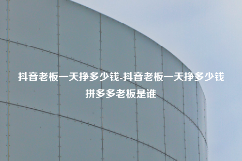 抖音老板一天挣多少钱-抖音老板一天挣多少钱拼多多老板是谁